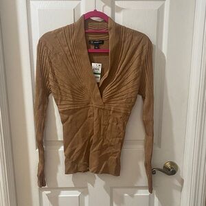 INC International Concepts Ribbed Brown Sweater Top